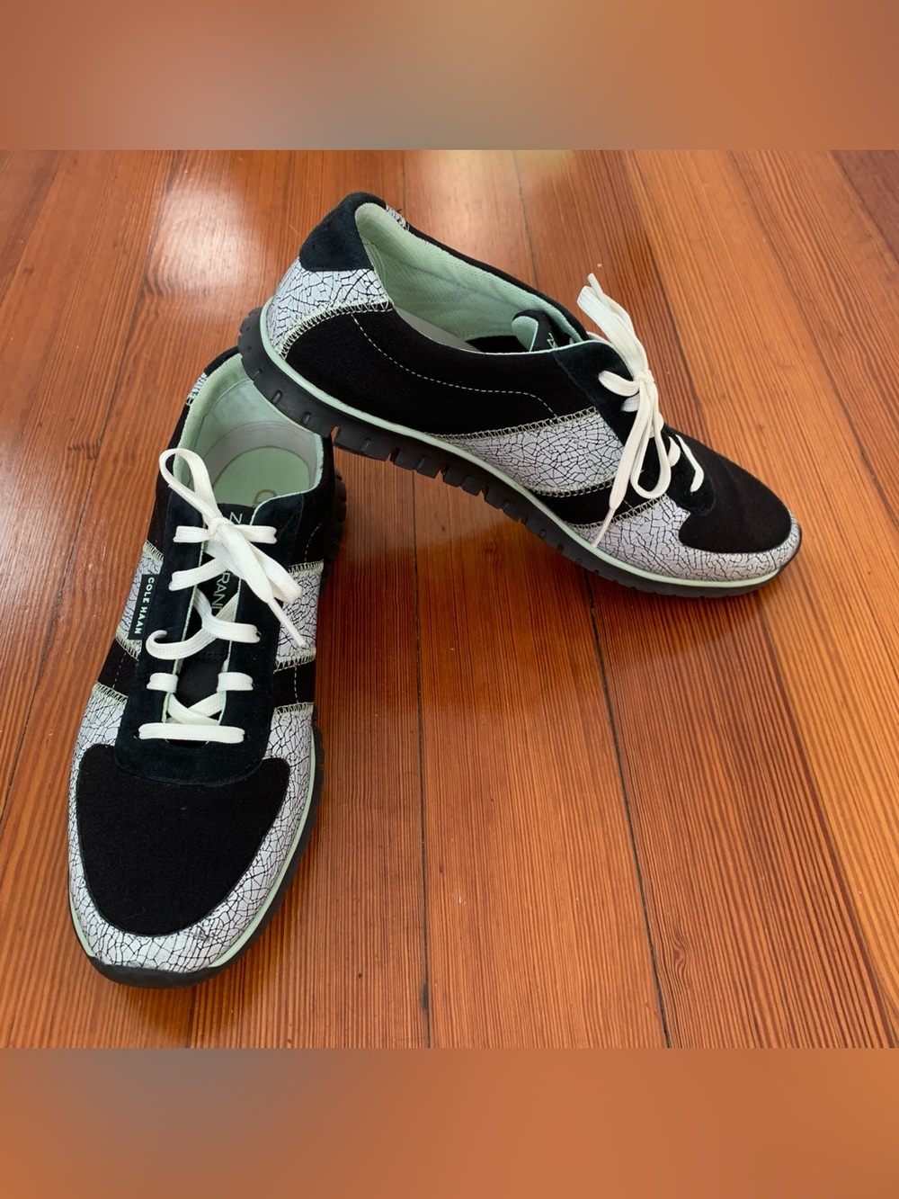 Cole Haan ZeroGrand OS Black White Crackle Sneakers Shoes, Women Size 9 menswear